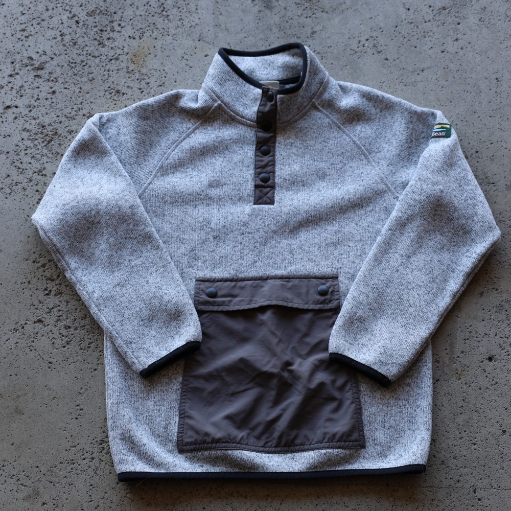 L.L.Bean Kids Sweater Fleece Half Snap Pullover Youth Size M 10-12 Gray Anorak